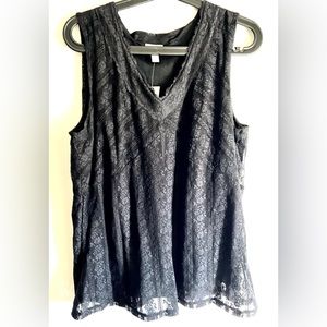 J.jill Sleeveless Black Lace Top NEW